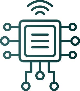 Computer Chip Line Gradient Icon vector
