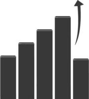 Silhouette Infographic bar graph growth 2D object black color only vector