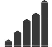 Silhouette Infographic bar graph growth 2D object black color only vector