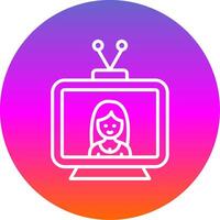 Television Line Gradient Circle Icon vector