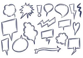 Creative hand draw chat sketch set design vector