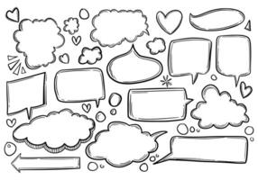 Hand drawn sketch speech bubble set vector