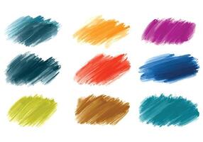 Ink paint colorful brush stroke splatter set design vector