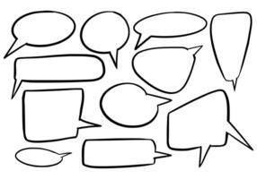 Hand drawn sketch speech bubble set vector