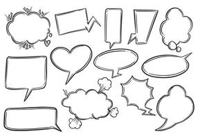 Beautiful hand drawn sketch speech bubble set design vector