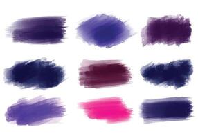 Ink paint colorful brush stroke splatter set design vector