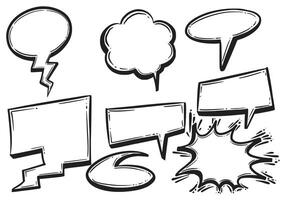 Beautiful hand drawn sketch speech bubble set design vector