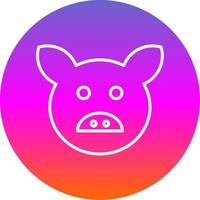 Pig Line Gradient Circle Icon vector