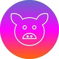 Pig Line Gradient Circle Icon vector