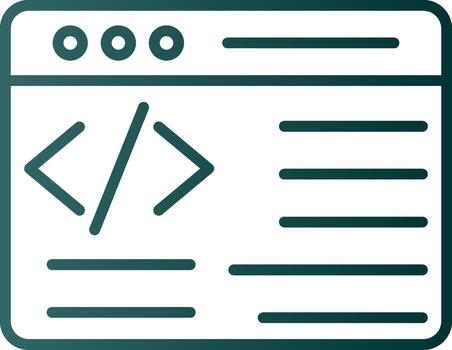 icono de gradiente de línea de programación vector