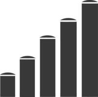 Silhouette Infographic bar graph growth 2D object black color only vector