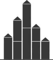 Silhouette Infographic bar graph growth 2D object black color only vector