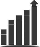 Silhouette Infographic bar graph growth 2D object black color only vector