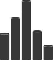 Silhouette Infographic bar graph growth 2D object black color only vector