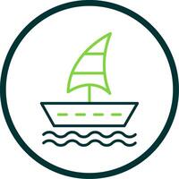 Sailing Boat Line Circle Icon Design vector