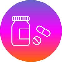 pastillas botella línea degradado circulo icono vector