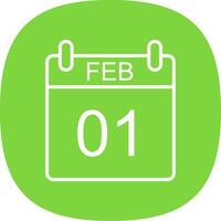 February Line Curve Icon Design vector