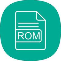 ROM archivo formato línea curva icono diseño vector