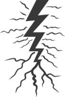 Silhouette Lightning strike bolt black color only vector