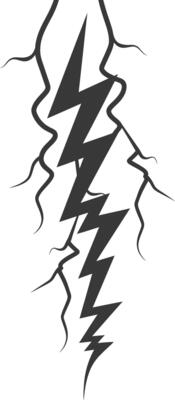 Silhouette Lightning strike bolt black color only