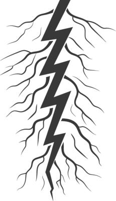 Silhouette Lightning strike bolt black color only