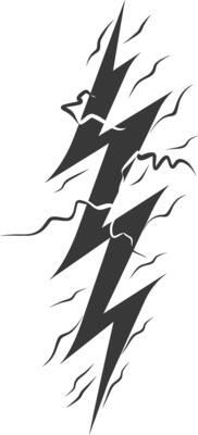 Silhouette Lightning strike bolt black color only