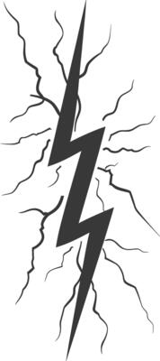 Silhouette Lightning strike bolt black color only