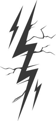 Silhouette Lightning strike bolt black color only