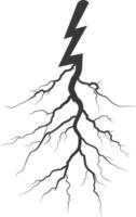 Silhouette Lightning strike bolt black color only vector