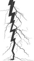 Silhouette Lightning strike bolt black color only vector