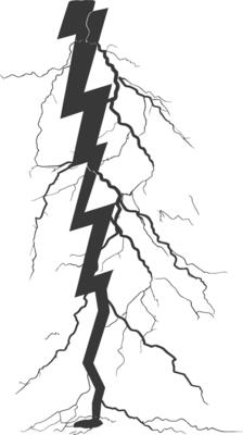 Silhouette Lightning strike bolt black color only