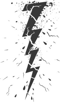 Silhouette Lightning strike bolt black color only