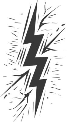 Silhouette Lightning strike bolt black color only