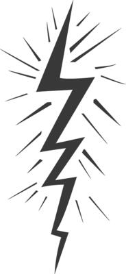 Silhouette Lightning strike bolt black color only