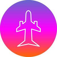 Plane Line Gradient Circle Icon vector