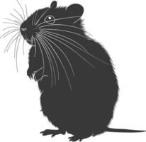 Silhouette hamster animal black color only full body vector