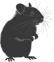 Silhouette hamster animal black color only full body vector