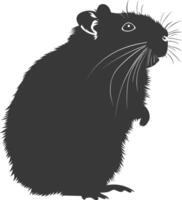 Silhouette hamster animal black color only full body vector