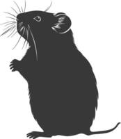 Silhouette hamster animal black color only full body vector