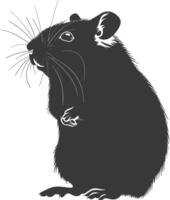 Silhouette hamster animal black color only full body vector