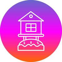 Beach Hut Line Gradient Circle Icon vector