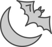 Halloween Moon Line Filled Greyscale Icon Design vector