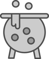 caldera línea lleno escala de grises icono diseño vector