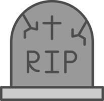 cementerio línea lleno escala de grises icono diseño vector