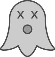 fantasma línea lleno escala de grises icono diseño vector