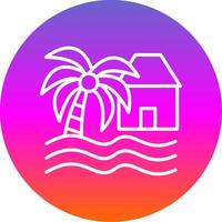 Beach House Line Gradient Circle Icon vector