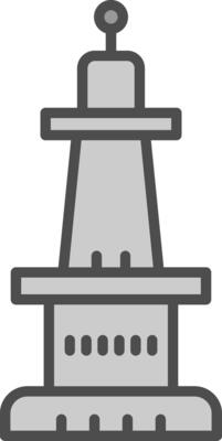 Monument Line Filled Greyscale Icon Design