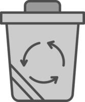 reciclar compartimiento línea lleno escala de grises icono diseño vector