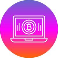 bitcoin minería línea degradado circulo icono vector