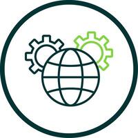 Global Management Line Circle Icon Design vector